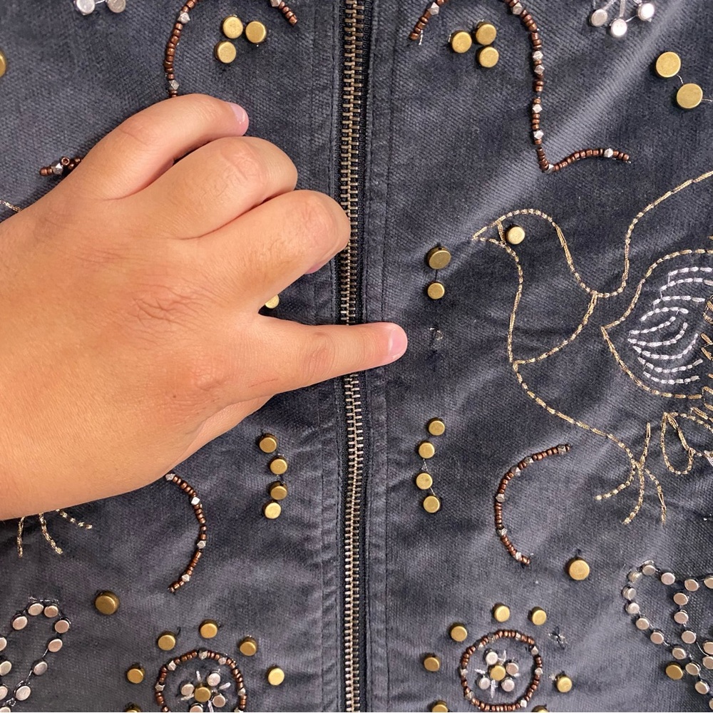 Free People Quetzal Studded Mini‎ Skirt Embellished Beaded Birds Size 2 - Picture 3 of 8